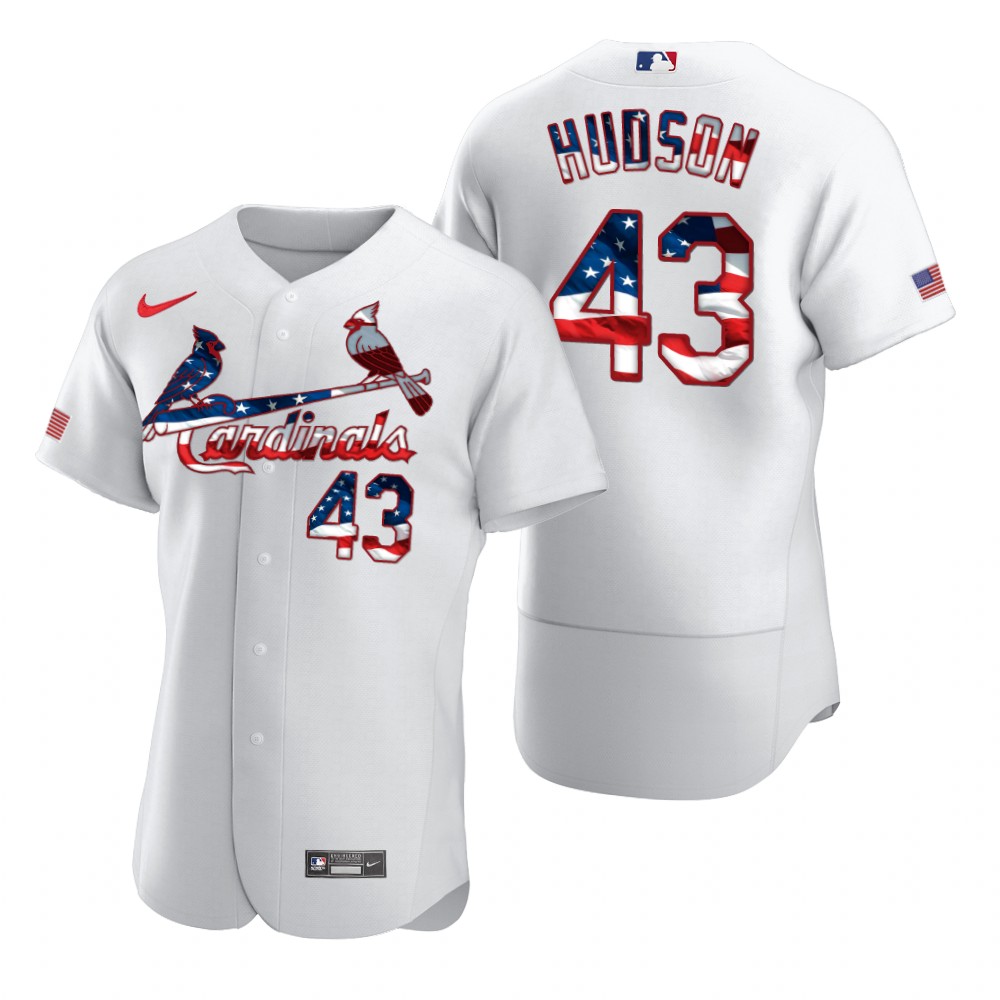 St. Louis Cardinals #43 Dakota Hudson Men Nike White Fluttering USA Flag Limited Edition Authentic MLB Jersey